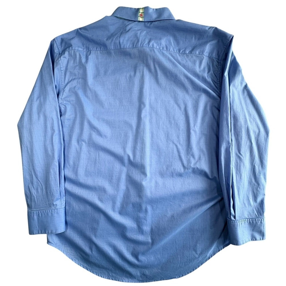 Robert Graham Solid Blue X Shirt Mens 3XL Long Sleeve Button Up Embroidered - Picture 2 of 11